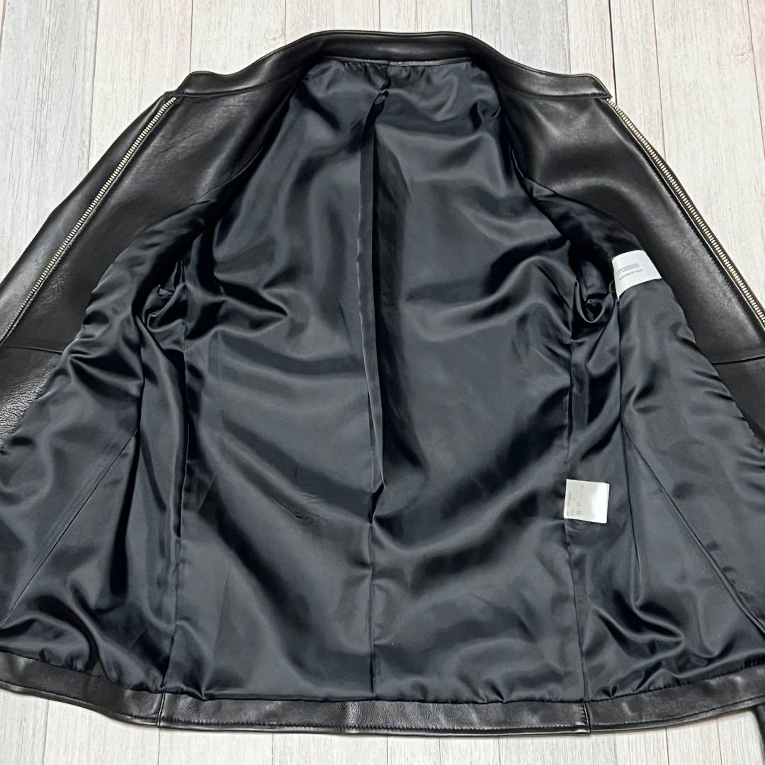 STUDIOUS レザージャケット シングルライダース ノーカラー 羊革　3