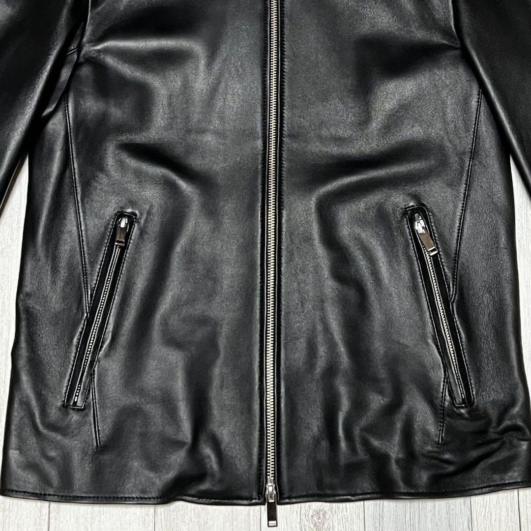 STUDIOUS レザージャケット シングルライダース ノーカラー 羊革　3
