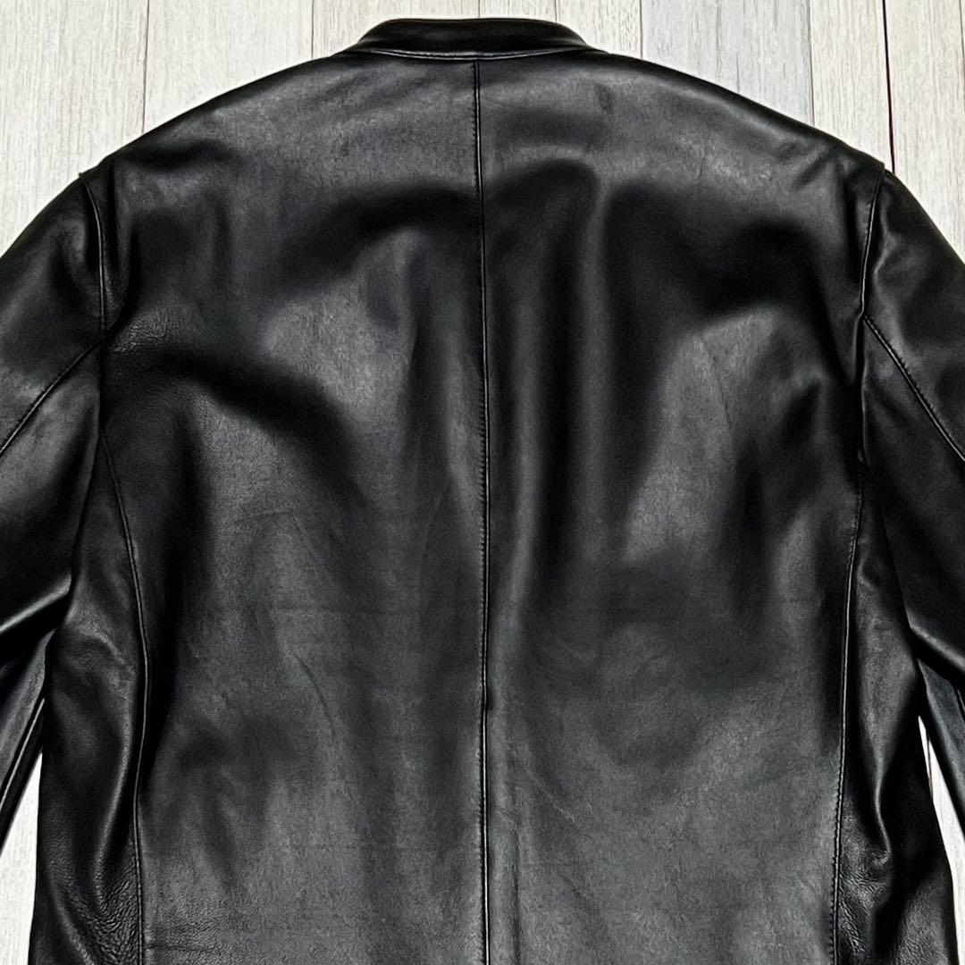 STUDIOUS レザージャケット シングルライダース ノーカラー 羊革　3
