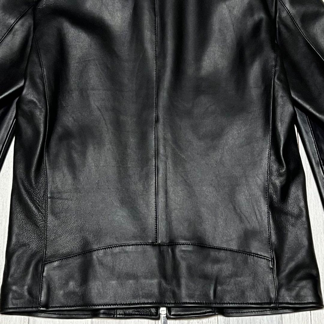 STUDIOUS レザージャケット シングルライダース ノーカラー 羊革　3