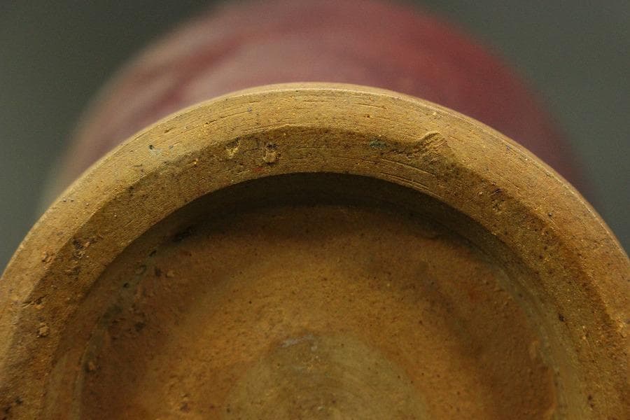 中国美術 紫斑釉 金字 題詞 梅瓶 高35cm(LC129)