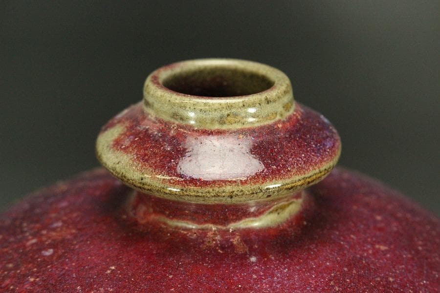 中国美術 紫斑釉 金字 題詞 梅瓶 高35cm(LC129)