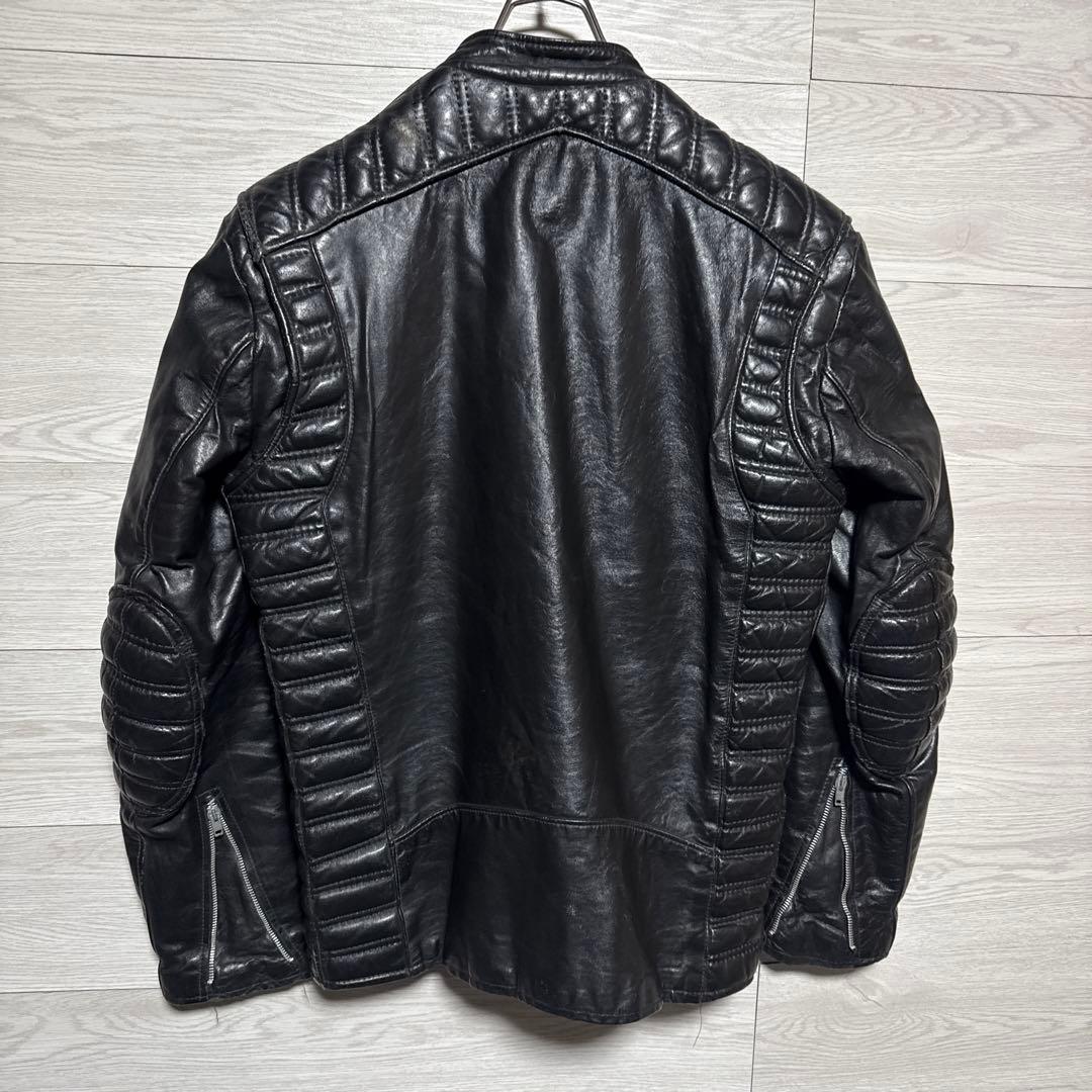 80s ヴィンテージ 本革 パデット 肉厚 シングルライダース モーターサイクル