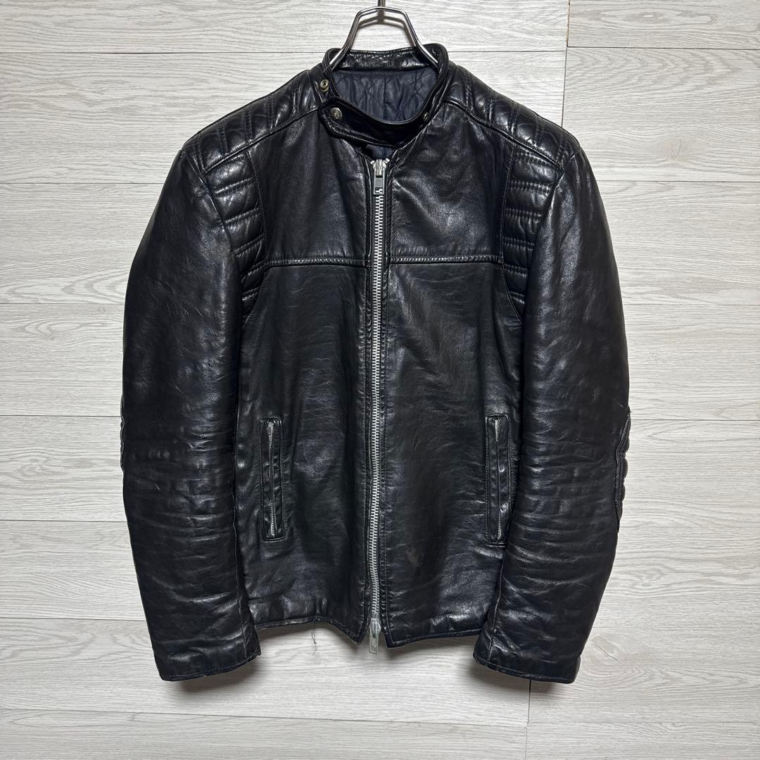 80s ヴィンテージ 本革 パデット 肉厚 シングルライダース モーターサイクル