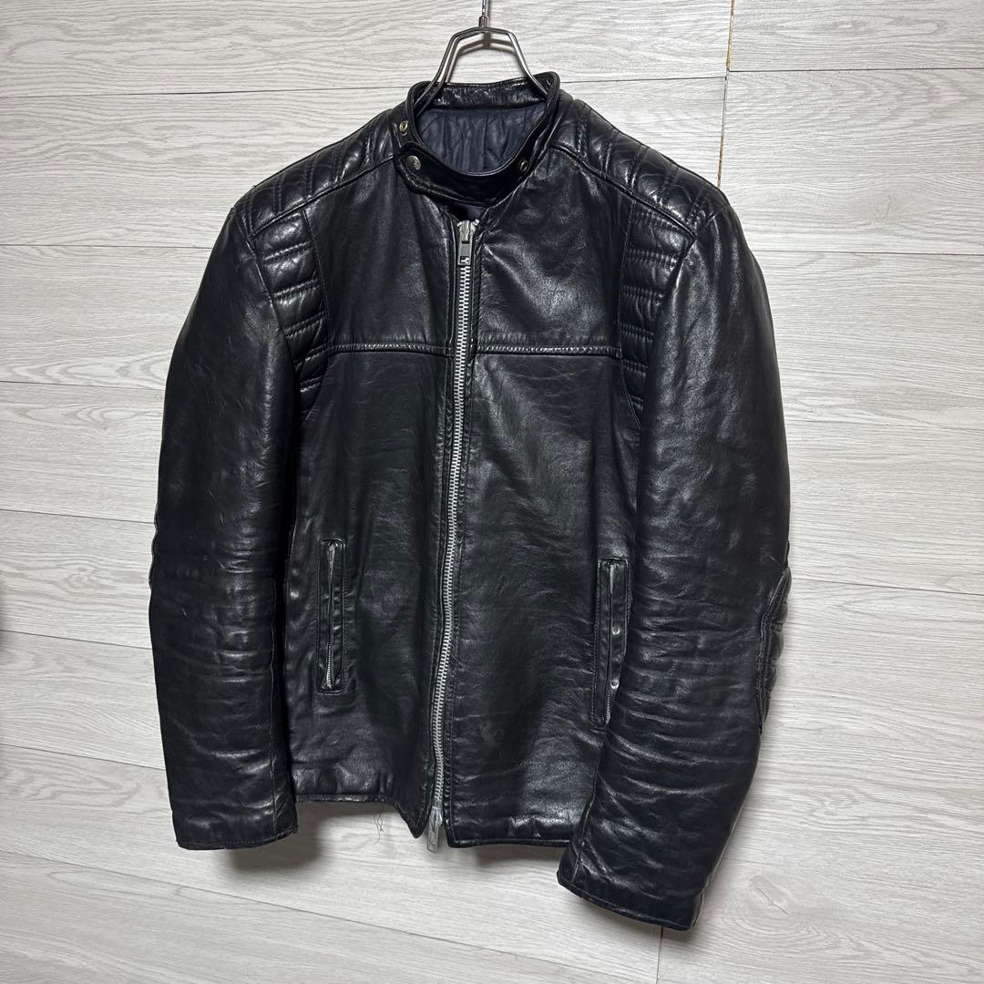 80s ヴィンテージ 本革 パデット 肉厚 シングルライダース モーターサイクル