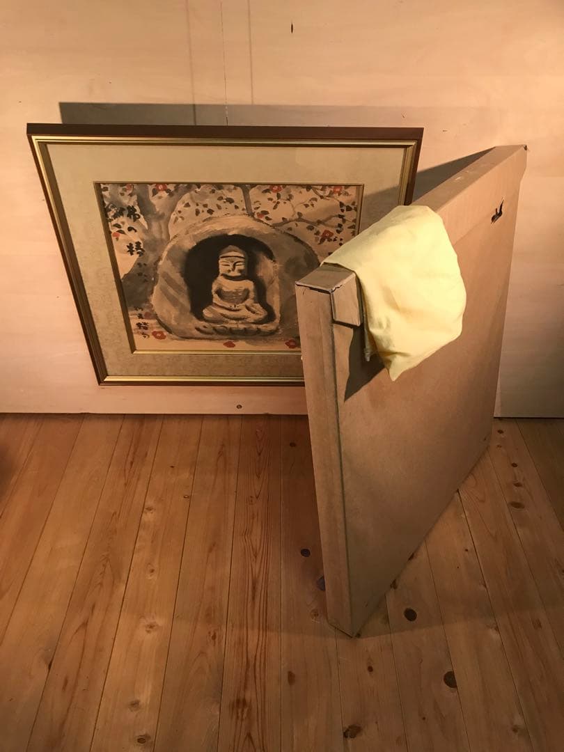 穐月明　「野の佛」　水墨画１０号　落款・共シール有り