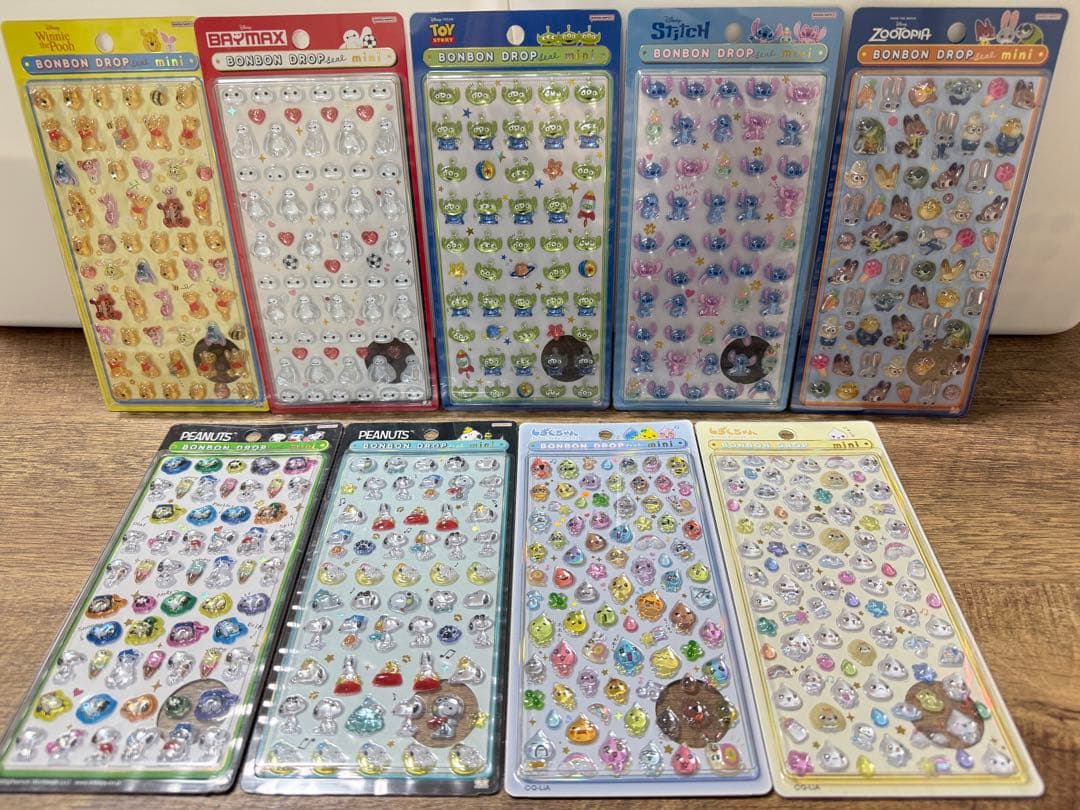 ボンボンドロップ　ミニ　9点　ディズニー　スヌーピー　しずくちゃん　正規品