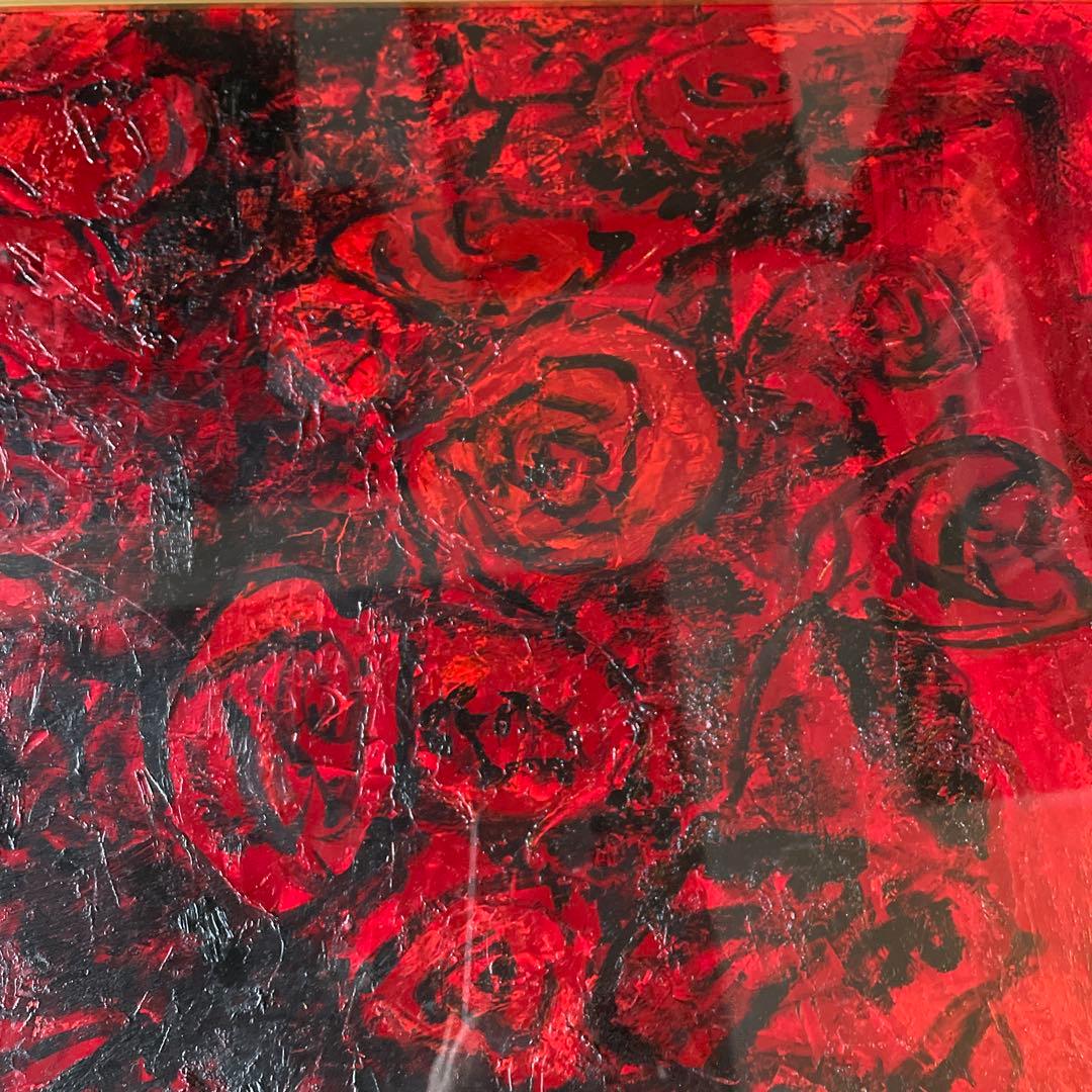 大澤扶二子　肉筆　絵画　赤い薔薇　F10 証明書付き