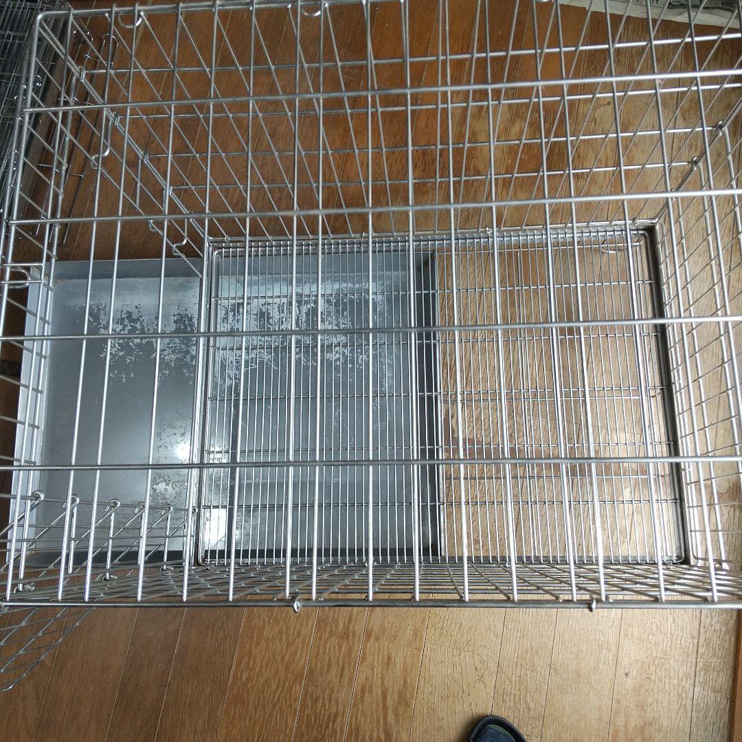 ハチコウ犬用ステンレスケージ Lサイズ 引き出し式トレイ付き