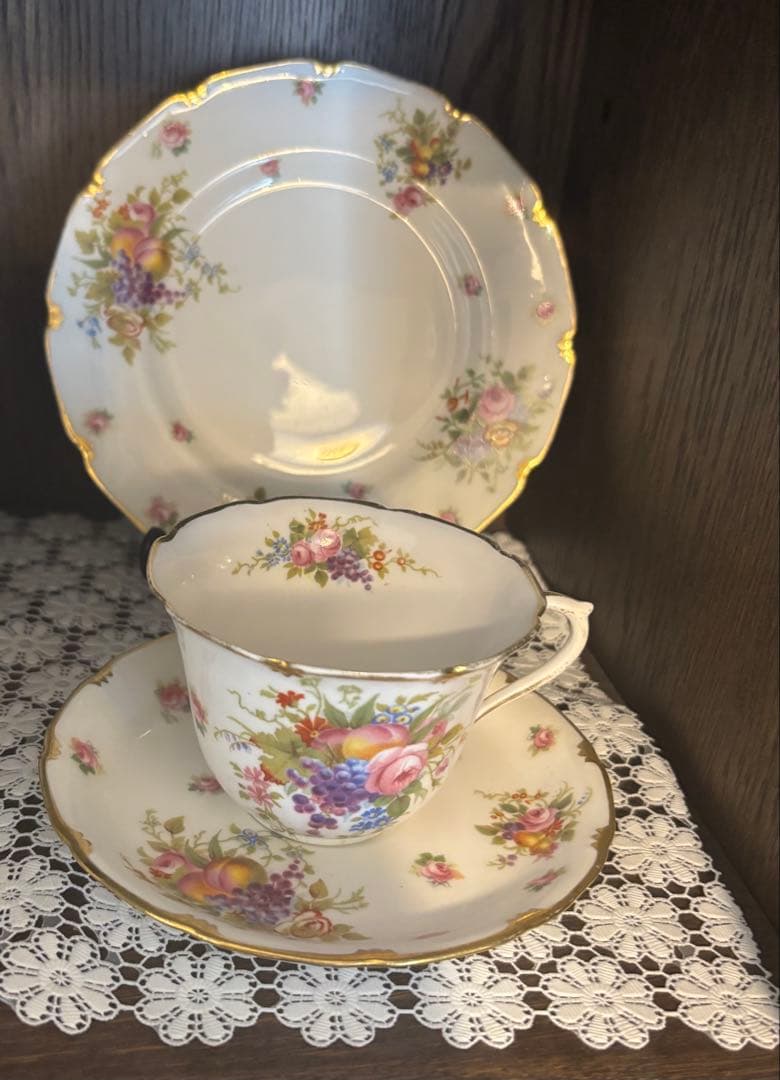 【英国購入アンティーク】1920年代　  花柄 トリオ