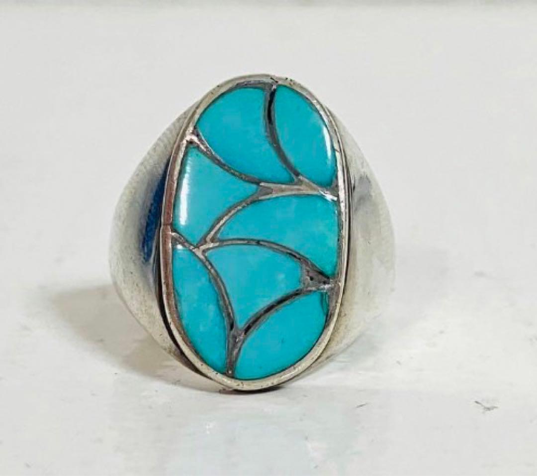 ZUNI/ズニ　リング　インレイ　ターコイズ　スターリングシルバー