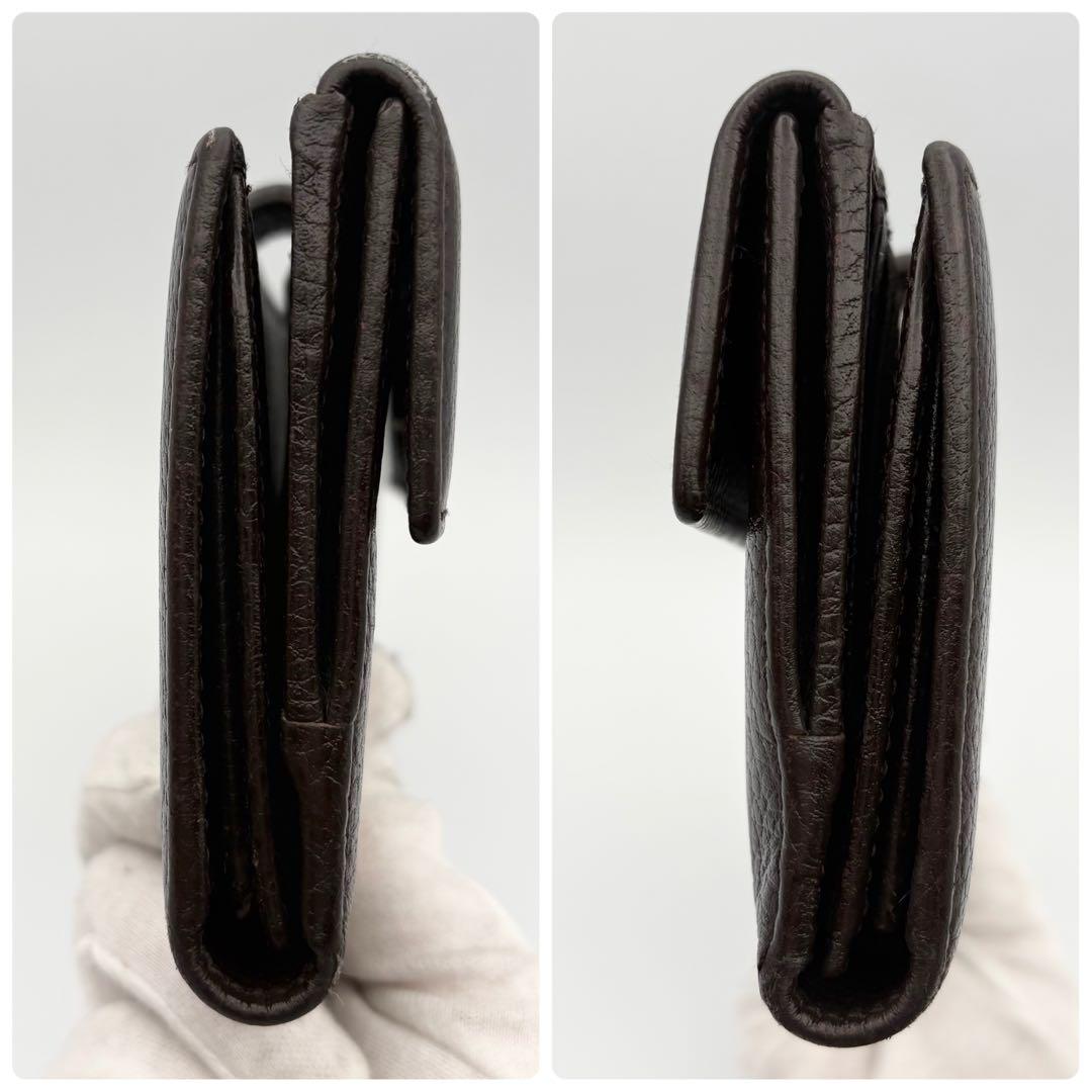 GUCCI グッチ 二つ折り長財布 Wホック レザー ヴィンテージ こげ茶色