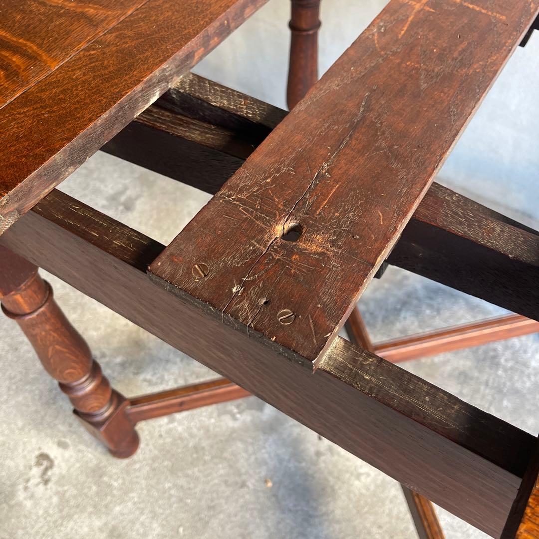 イギリス　オールドアンティーク家具 ドローリーフテーブル 拡張テーブル　オーク