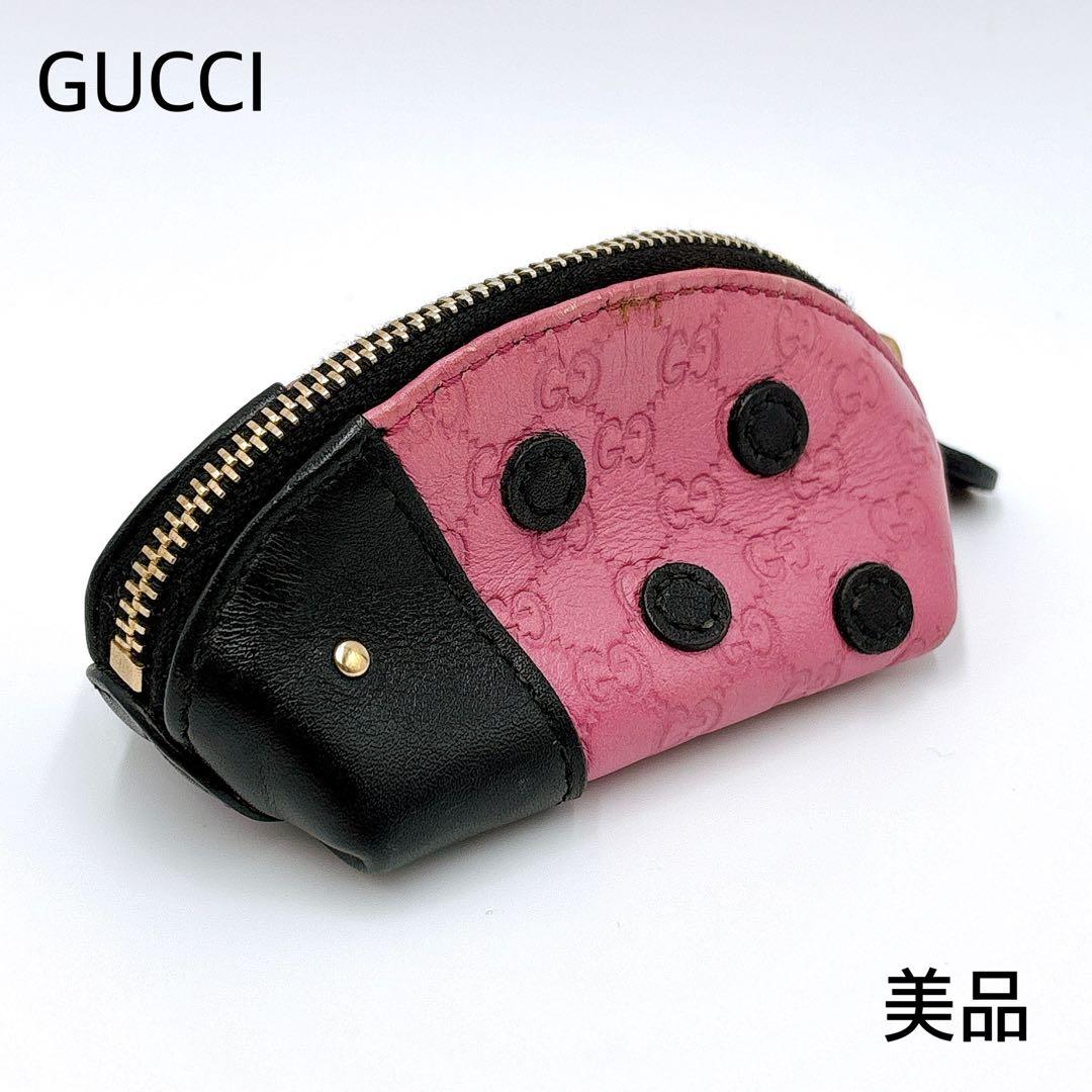 美品 ＊ GUCCI グッチ GGシマ てんとう虫 パース ピンク