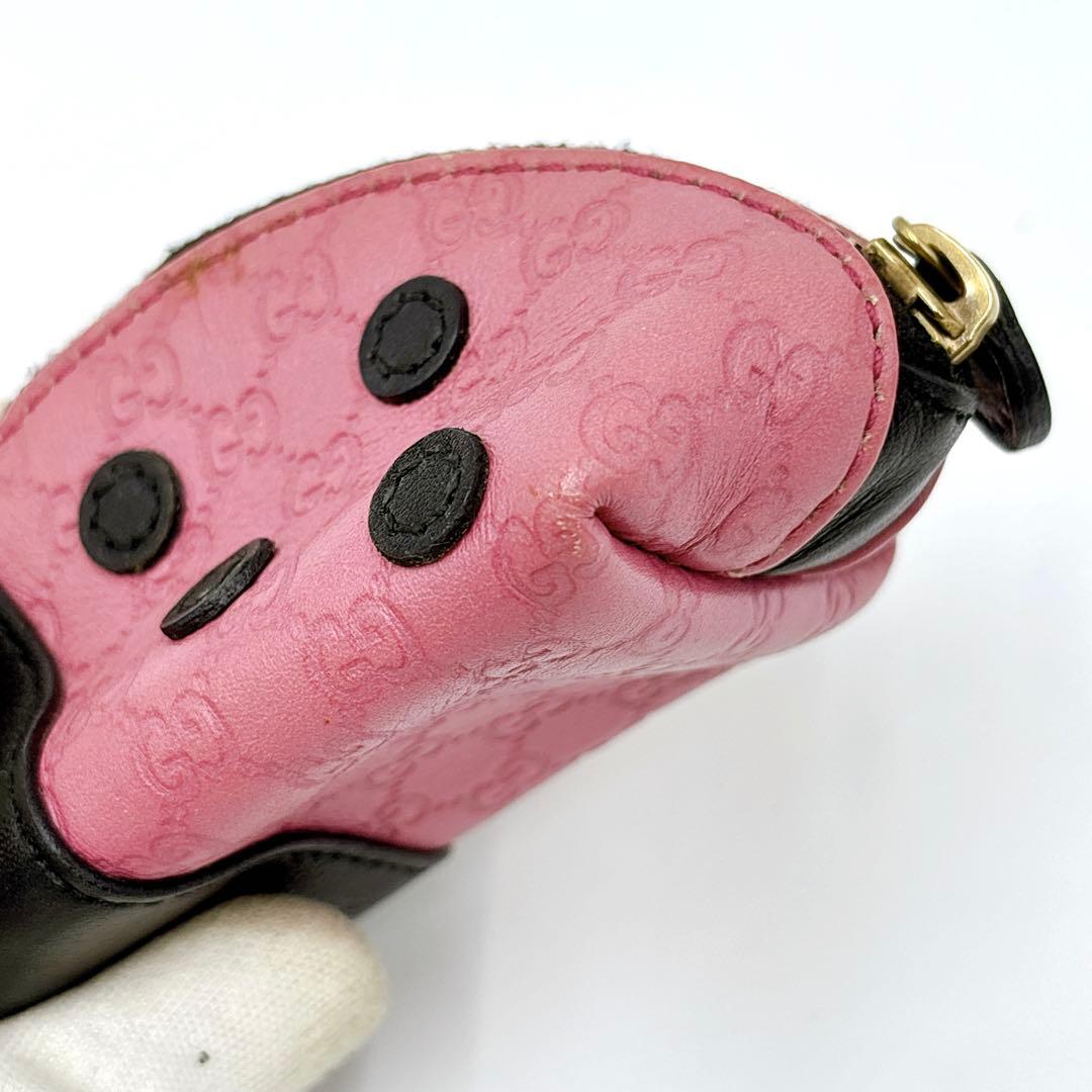 美品 ＊ GUCCI グッチ GGシマ てんとう虫 パース ピンク