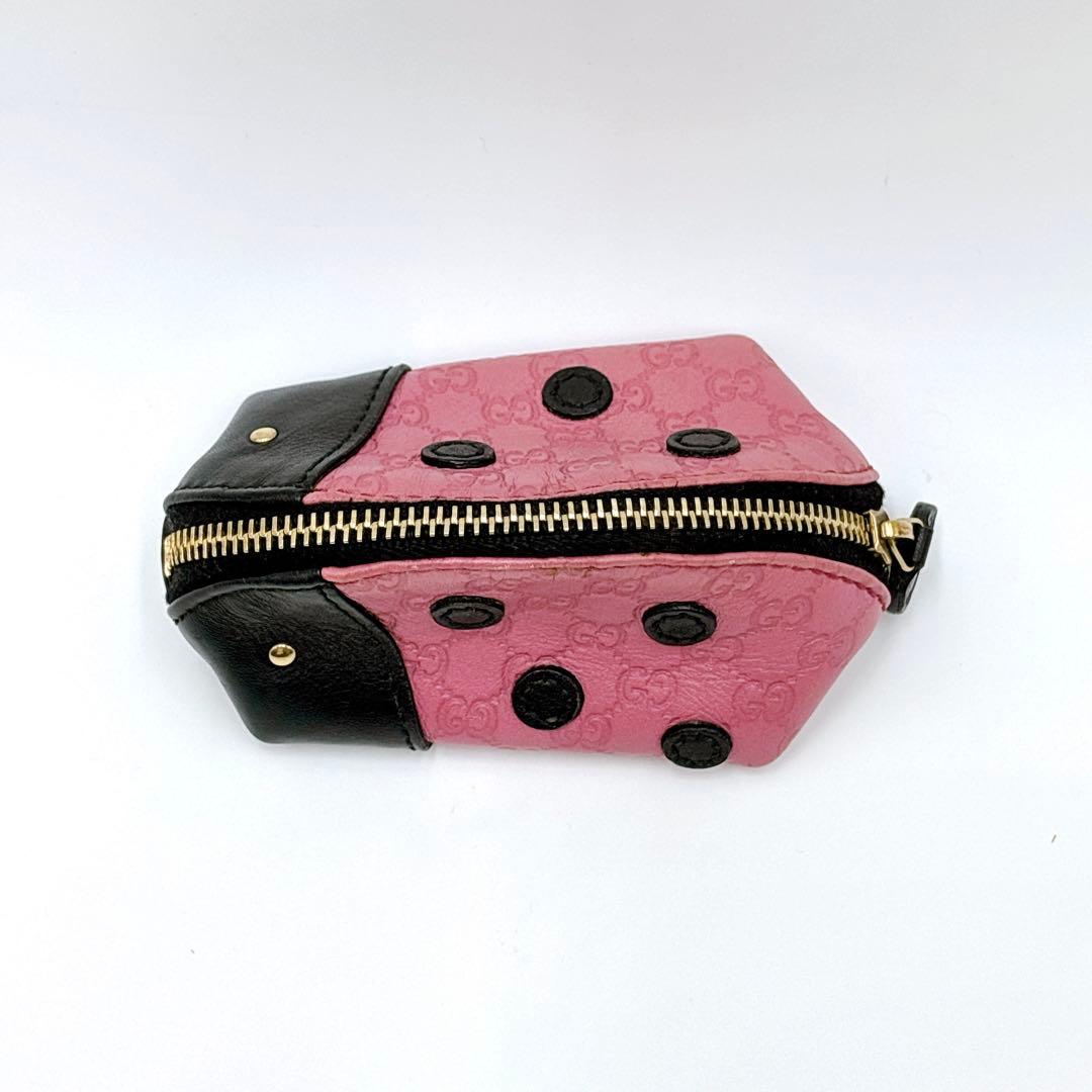 美品 ＊ GUCCI グッチ GGシマ てんとう虫 パース ピンク