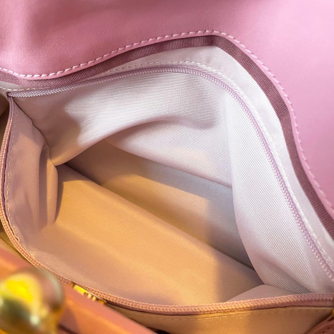 バッグ COACH pink leather handbag kisslock hobo