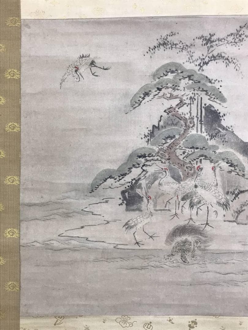 【真作】橋本雅邦/蓬莱山図/勝園/祝事山水図/横物/掛軸/名家伝来/AD-815