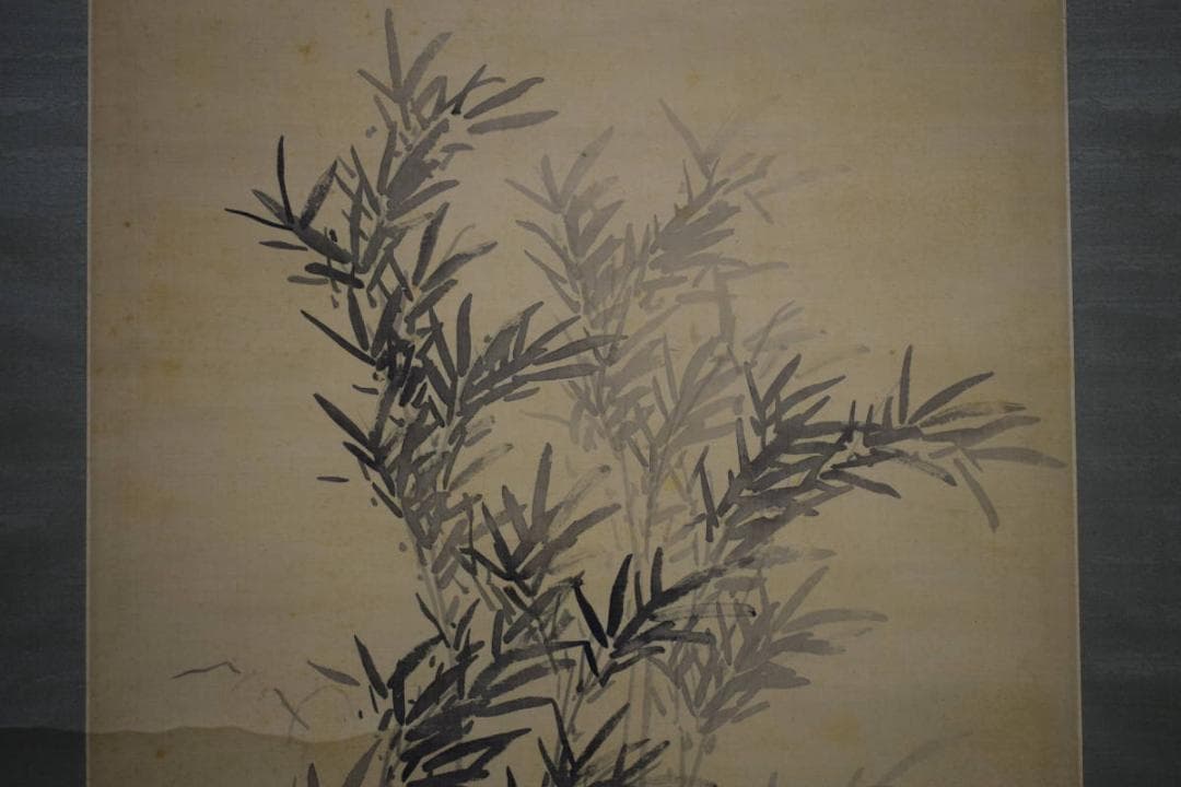 真作/野呂介石/矮梅/竹林図/布袋屋掛軸HI-27