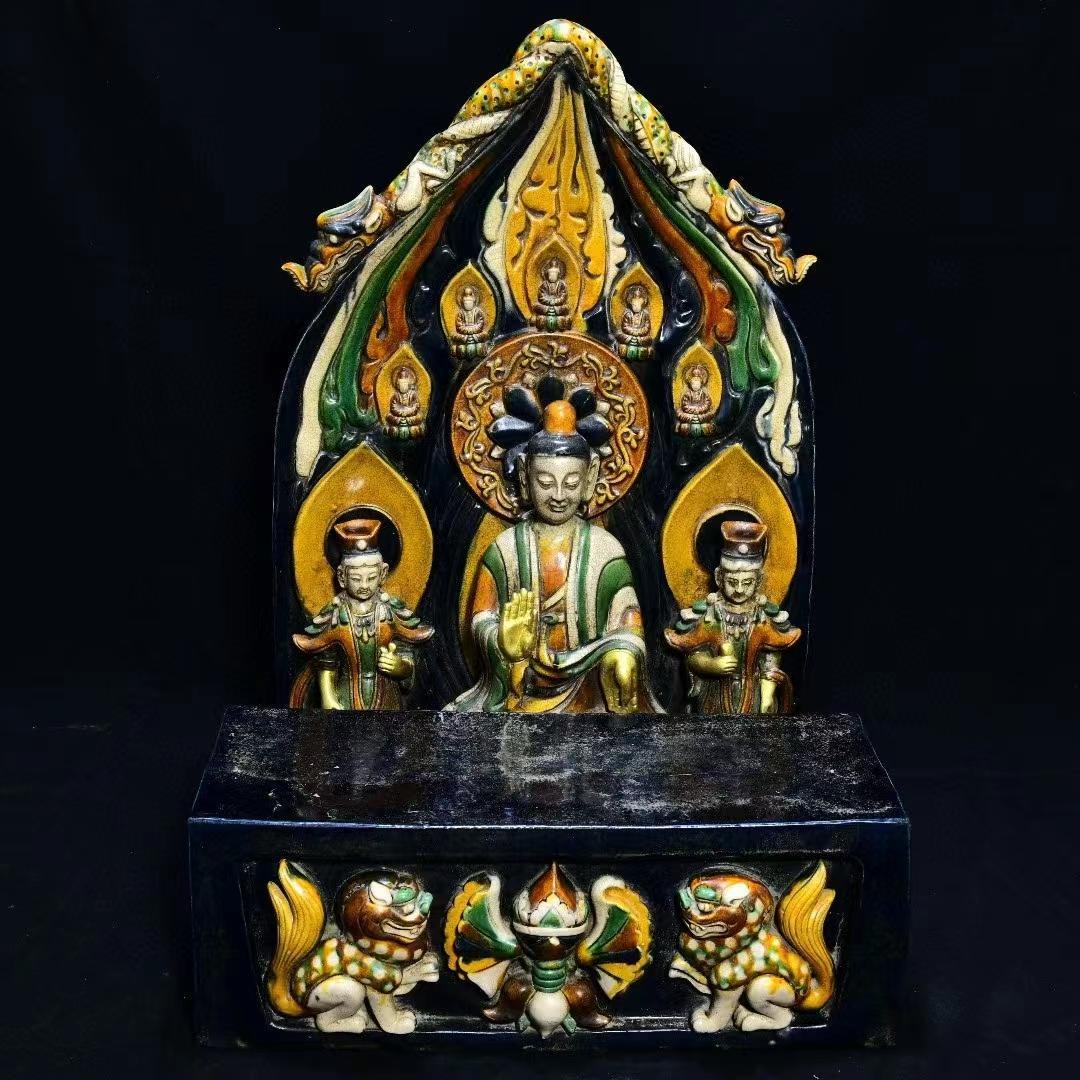 中国古美術・旧蔵の三彩・鎏金仏龕・仏像・供養仏像・置物・風水開運