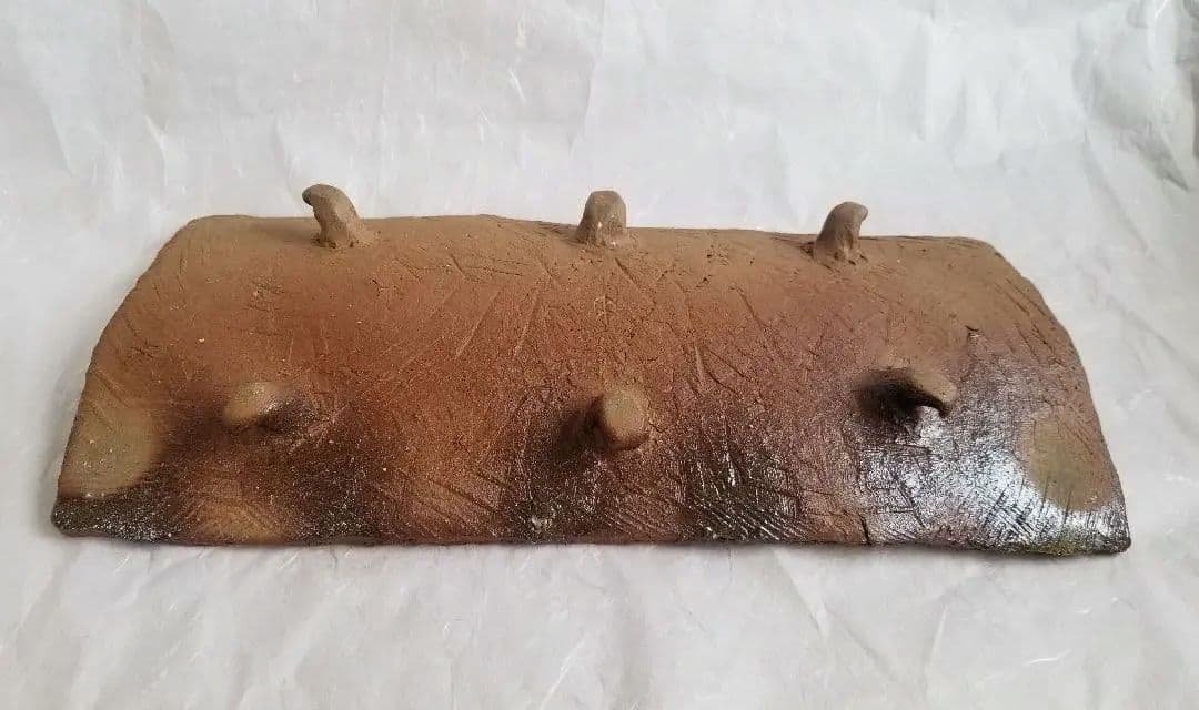 備前火襷足付長板皿 (未使用、新品同様)