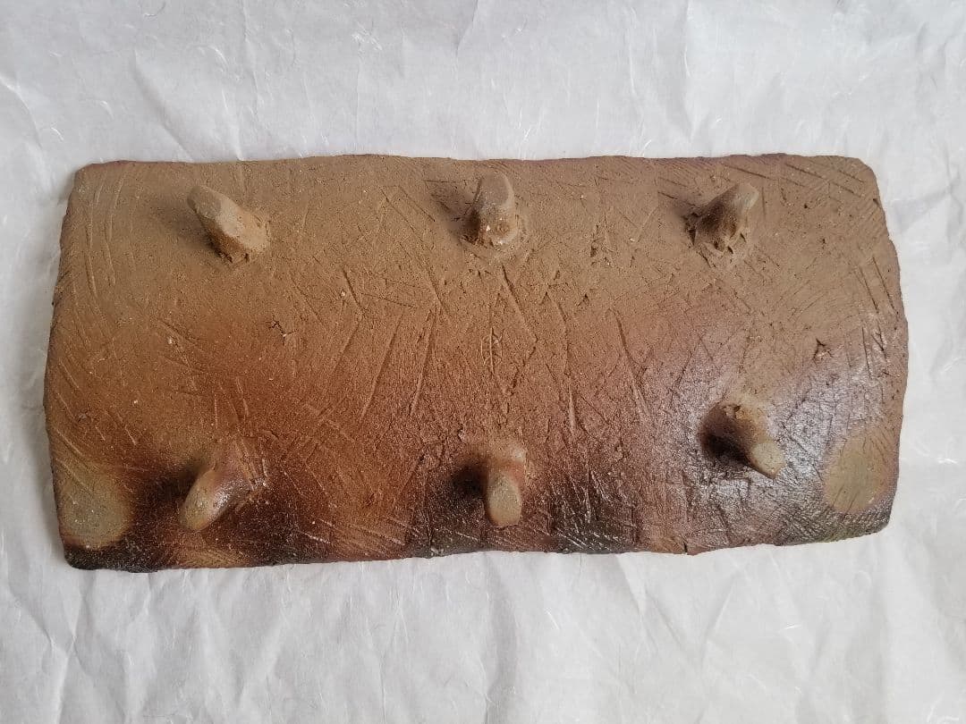 備前火襷足付長板皿 (未使用、新品同様)