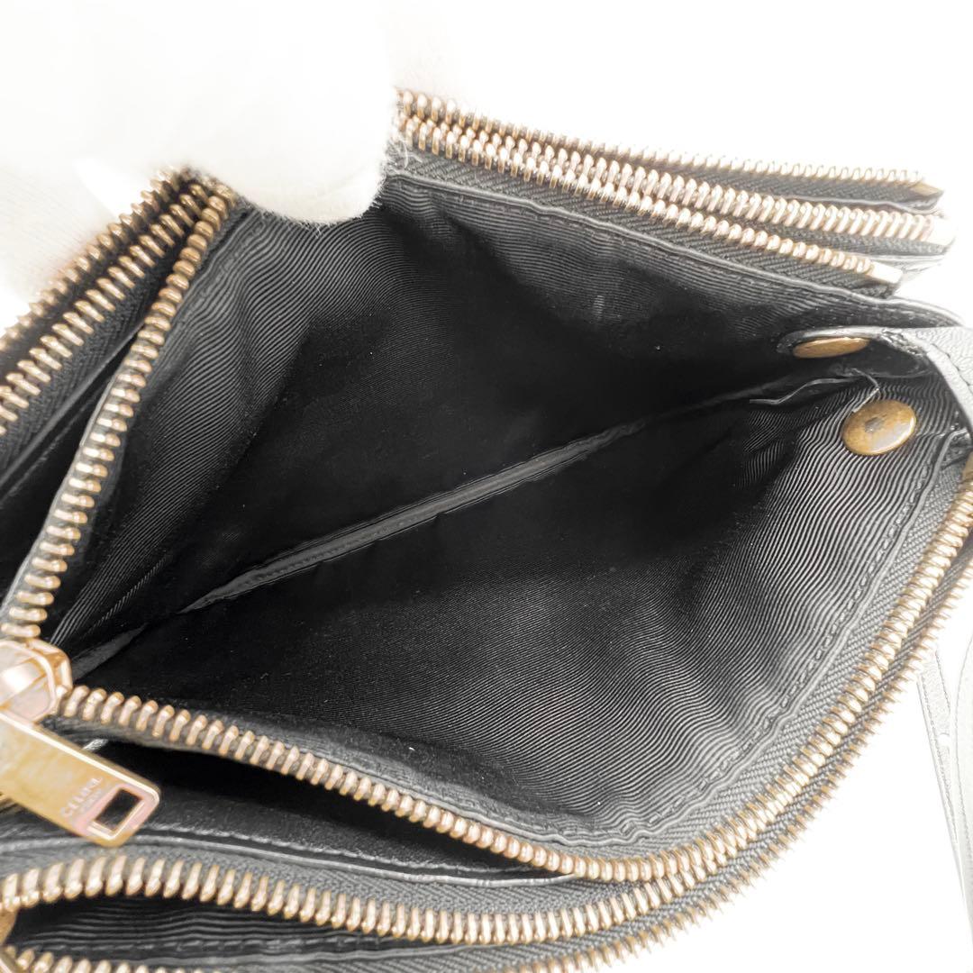 【美品✨】 セリーヌ 新ロゴ トリオ ラージ ショルダーバッグ ブラック 黒