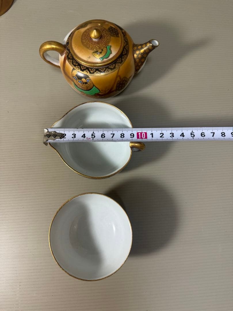 2172 九谷焼　金彩　茶器セット　急須1客　湯冷し1客　湯呑5客　時代物