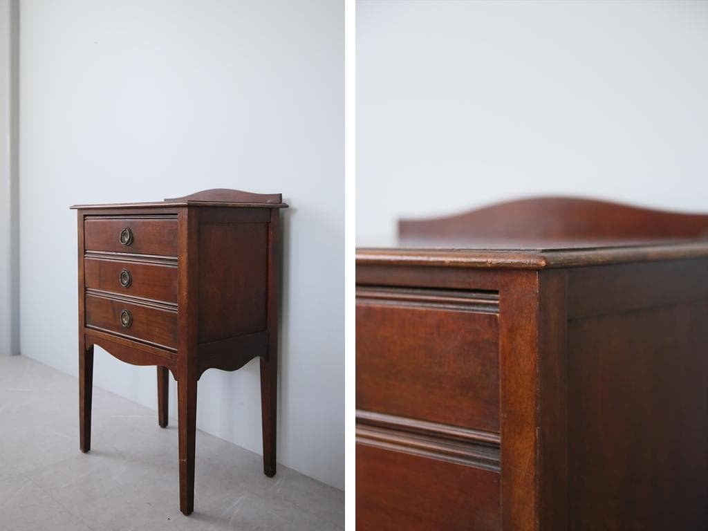 英国アンティーク木製ミュージックキャビネット/3杯チェスト/レコード(88-73