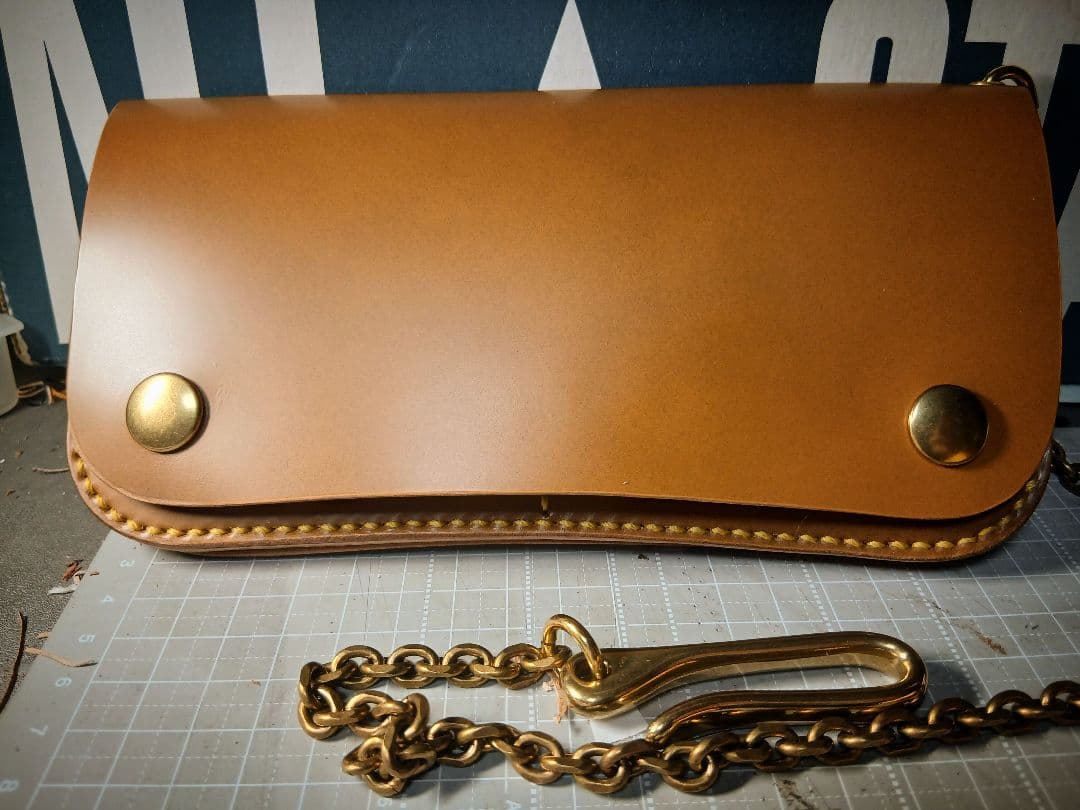 コードバン トラッカーウォレット ハンドメイド 長財布 経年変化