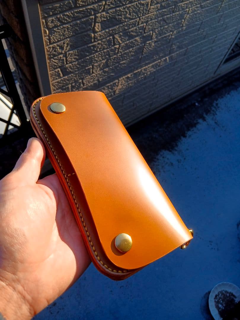 コードバン トラッカーウォレット ハンドメイド 長財布 経年変化