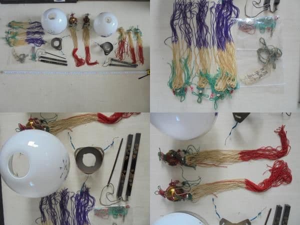 AKa6448　硝子掛燈籠　大正ロマン　ガラス　灯籠　灯篭