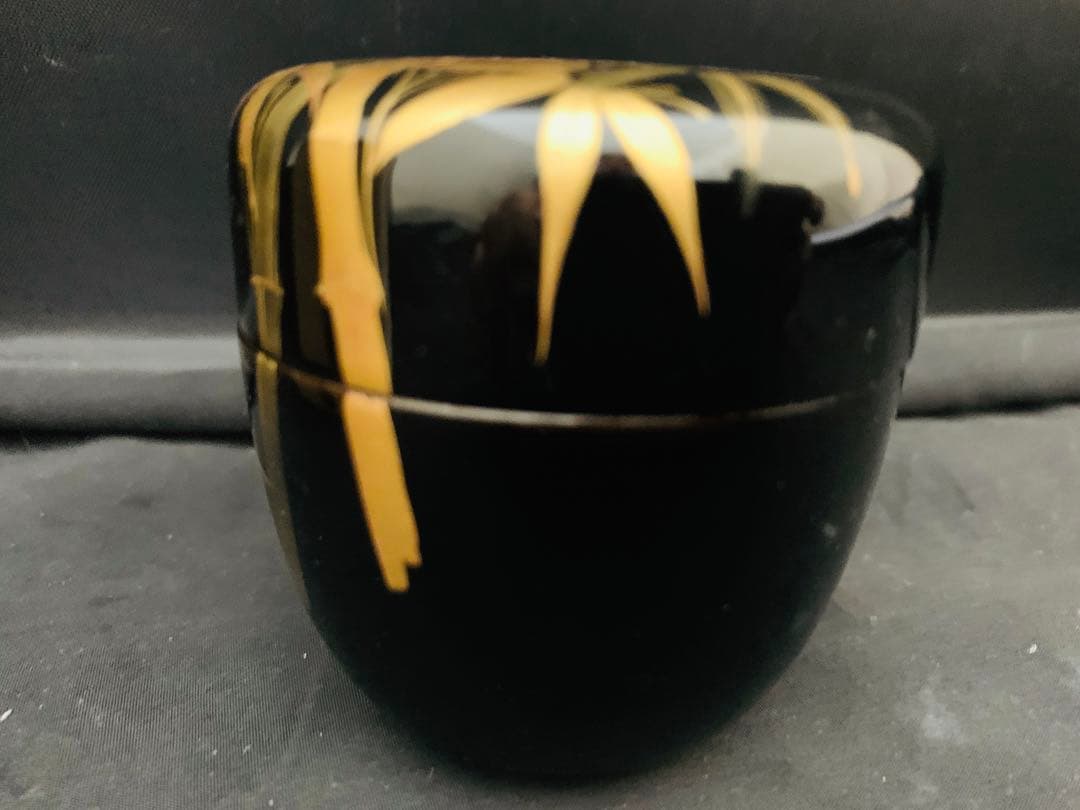 加賀蒔絵　鈴村清斎　笹に短冊蒔絵　長棗　共箱付き