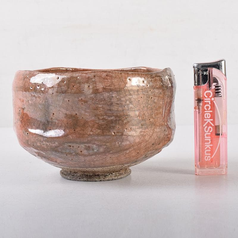 茶道具　楽吉左衛門　赤楽茶碗　共箱　D　R8674