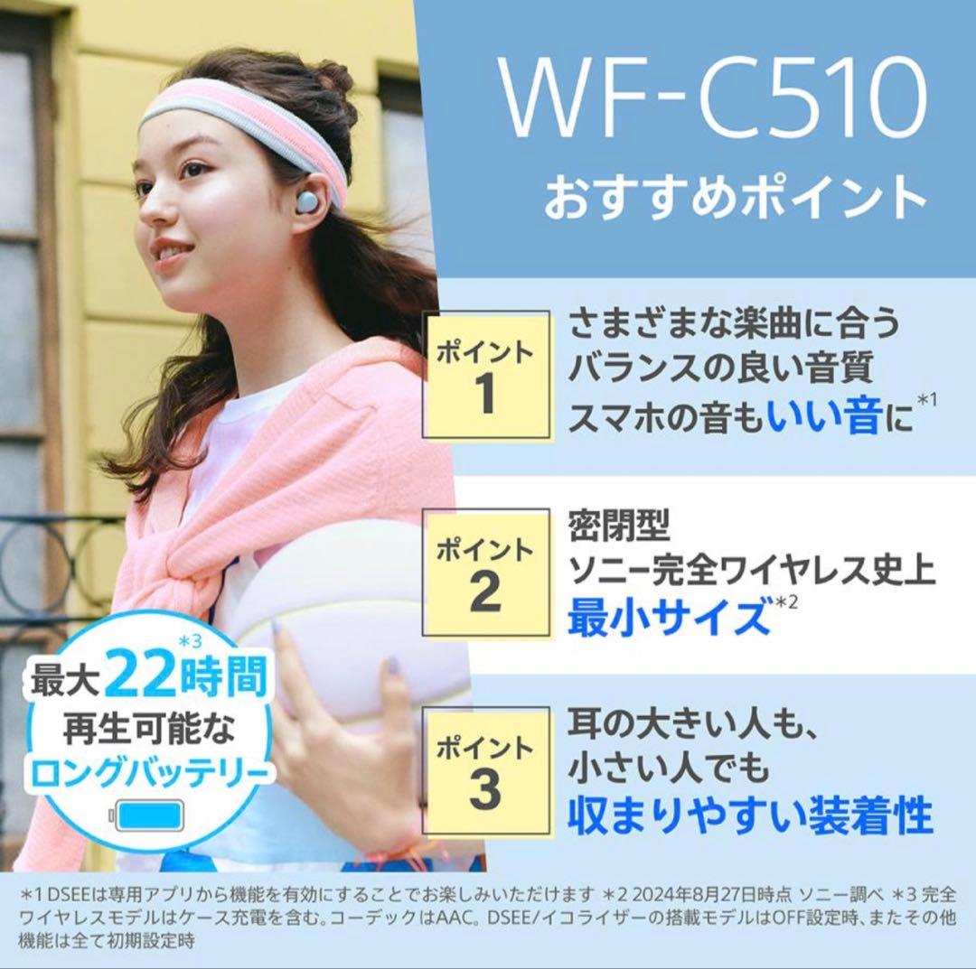【未開封未使用品】SONY WF-C510 ワイヤレスイヤホン ブルー