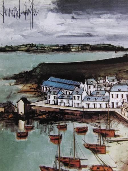 ベルナール・ビュッフェ「Saint-Servan」希少画集の額装画、人気作品