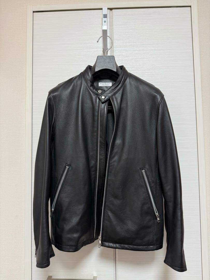 BEAUTY&YOUTH 黒レザーライダースジャケット　メンズS