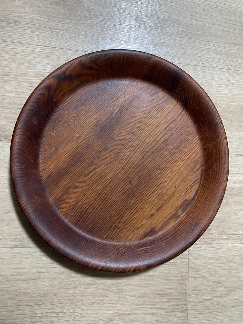 アンティーク 木地 丸盆　くり抜き盆　民藝 民芸 木目　天然木　32センチ