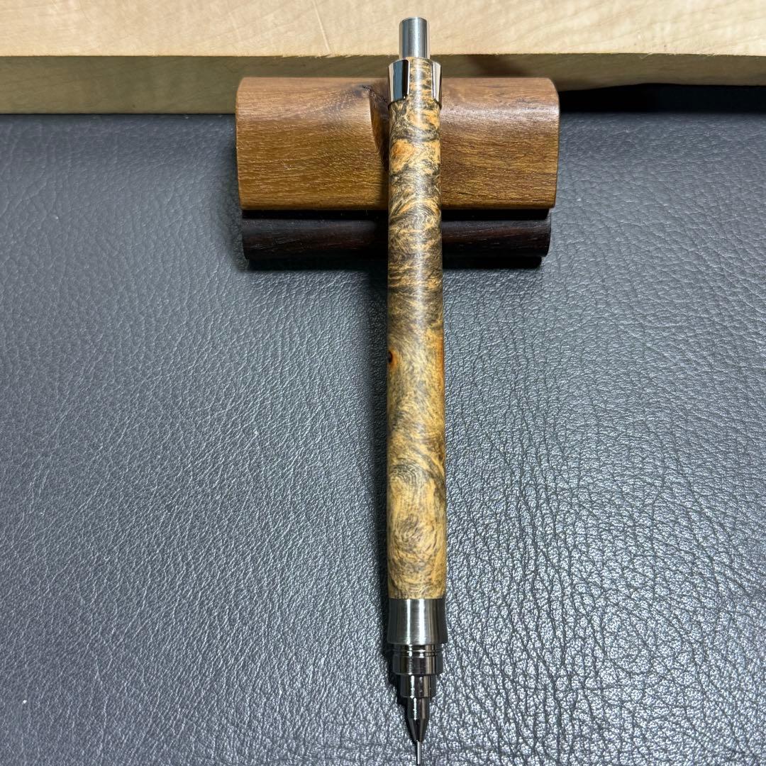 97花梨瘤源平柄　木製シャーペン　最強低重心R ステンレス