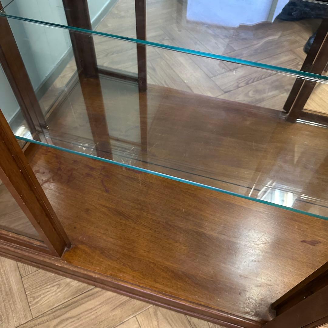 木製アーチ型　アンティーク　ガラスキャビネット