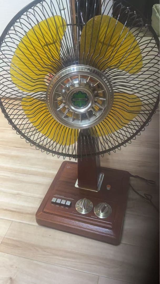 扇風機 昭和レトロ TOSHIBA 東芝 H-30D45Y 木目 黄色