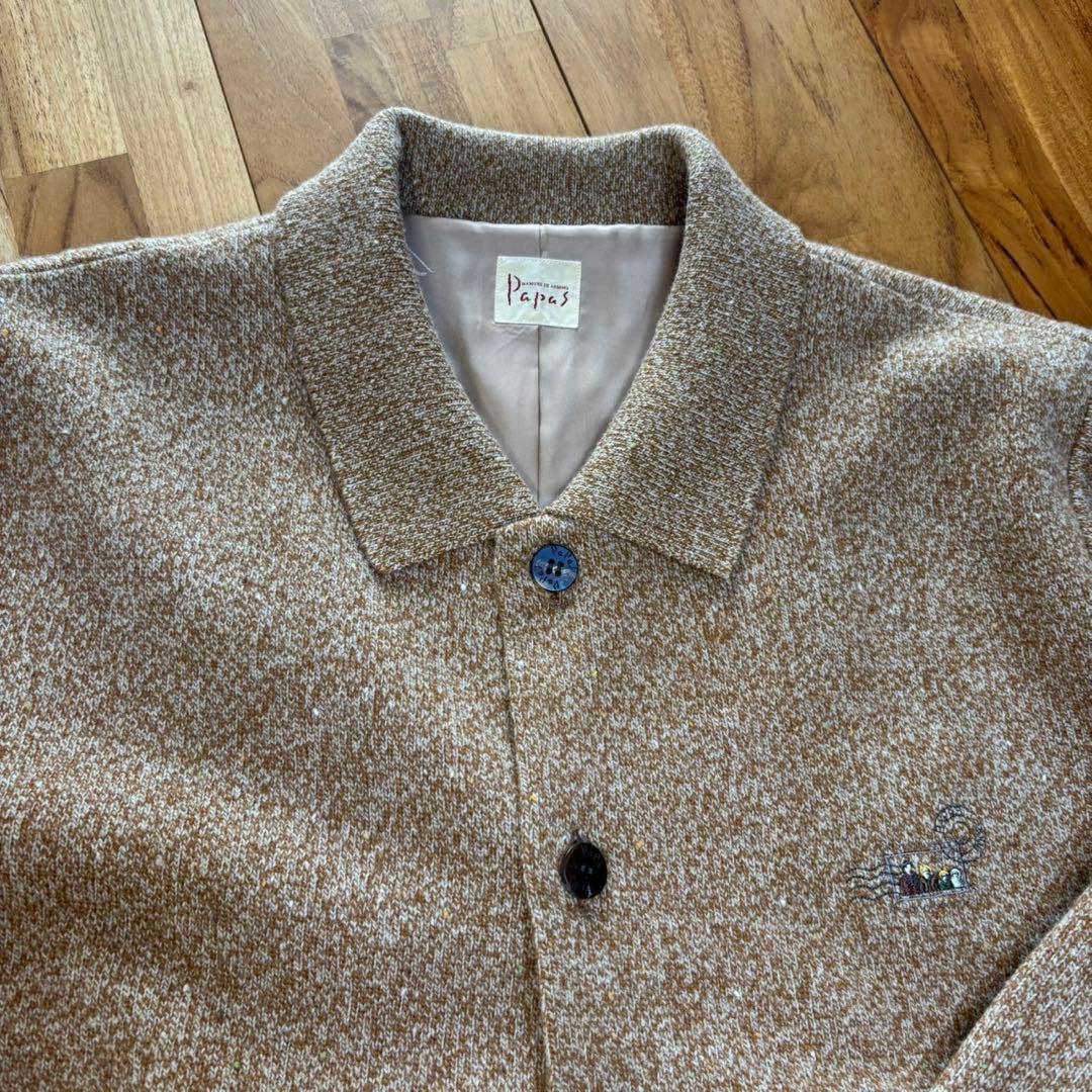 papas パパス ニットジャケット　ウール100％