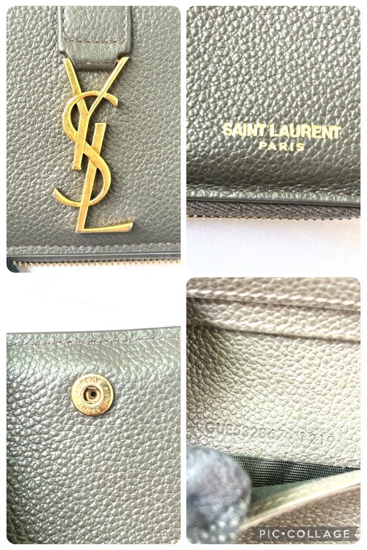 美品✨サンローラン 折り財布 ジップウォレット カサンドラロゴ レザー グレー