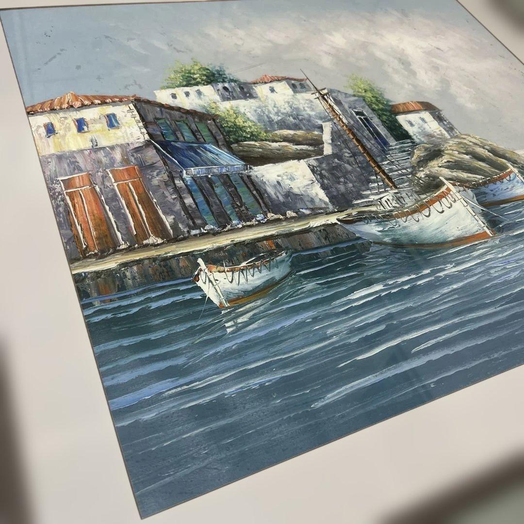 海の風景 油彩画 フレーム付き