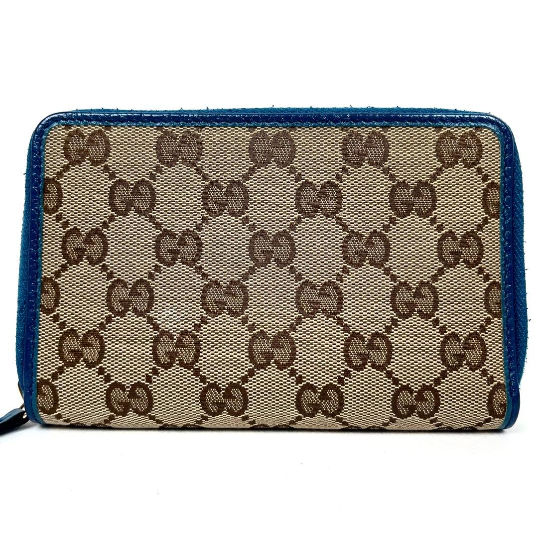 グッチ　GGキャンバス　ラウンドファスナー　ミディアムウォレット　ロゴ総柄　極美