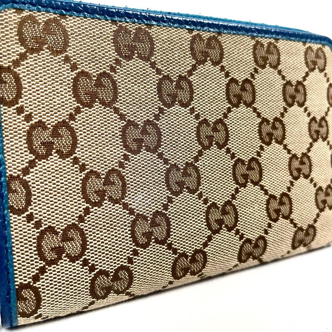 グッチ　GGキャンバス　ラウンドファスナー　ミディアムウォレット　ロゴ総柄　極美