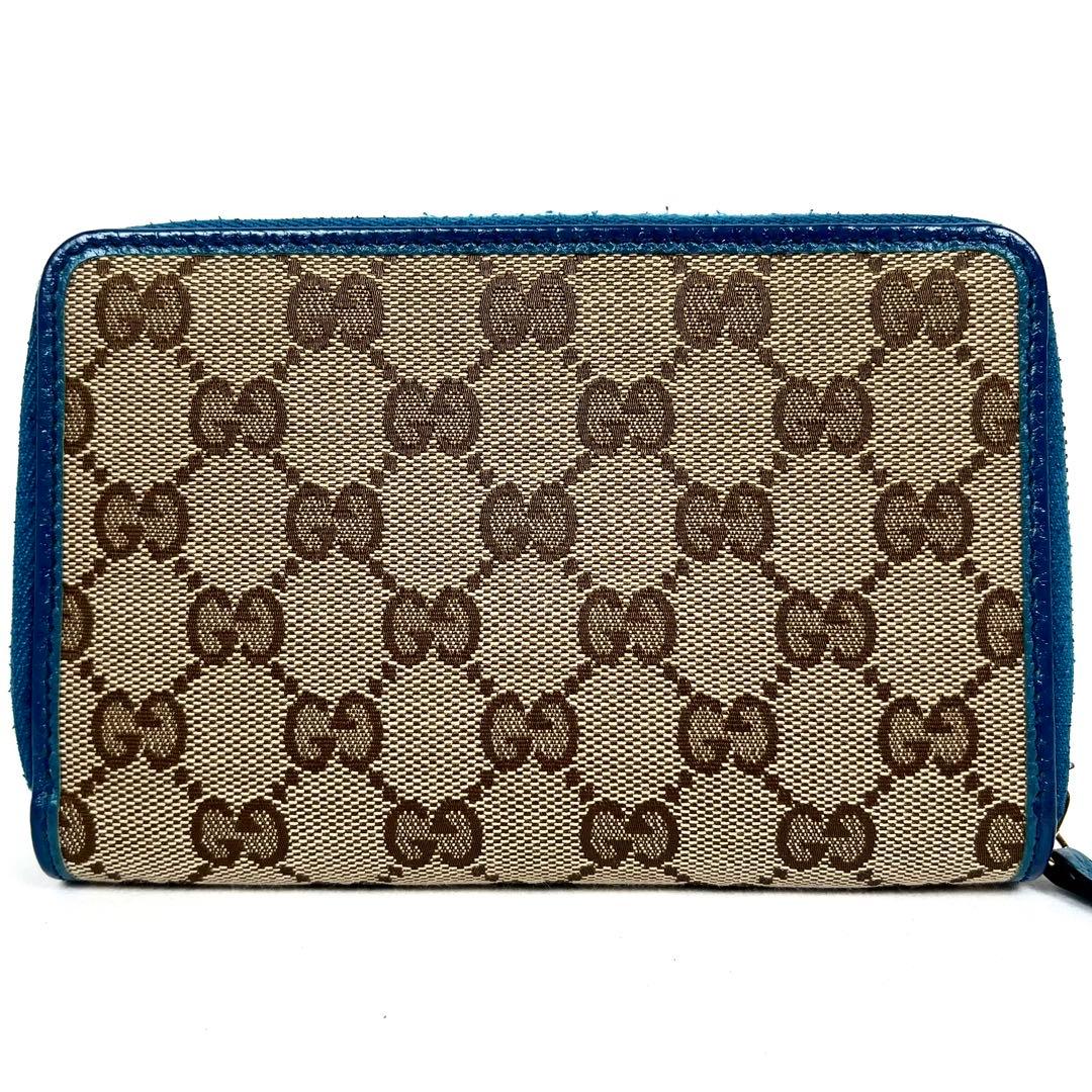 グッチ　GGキャンバス　ラウンドファスナー　ミディアムウォレット　ロゴ総柄　極美