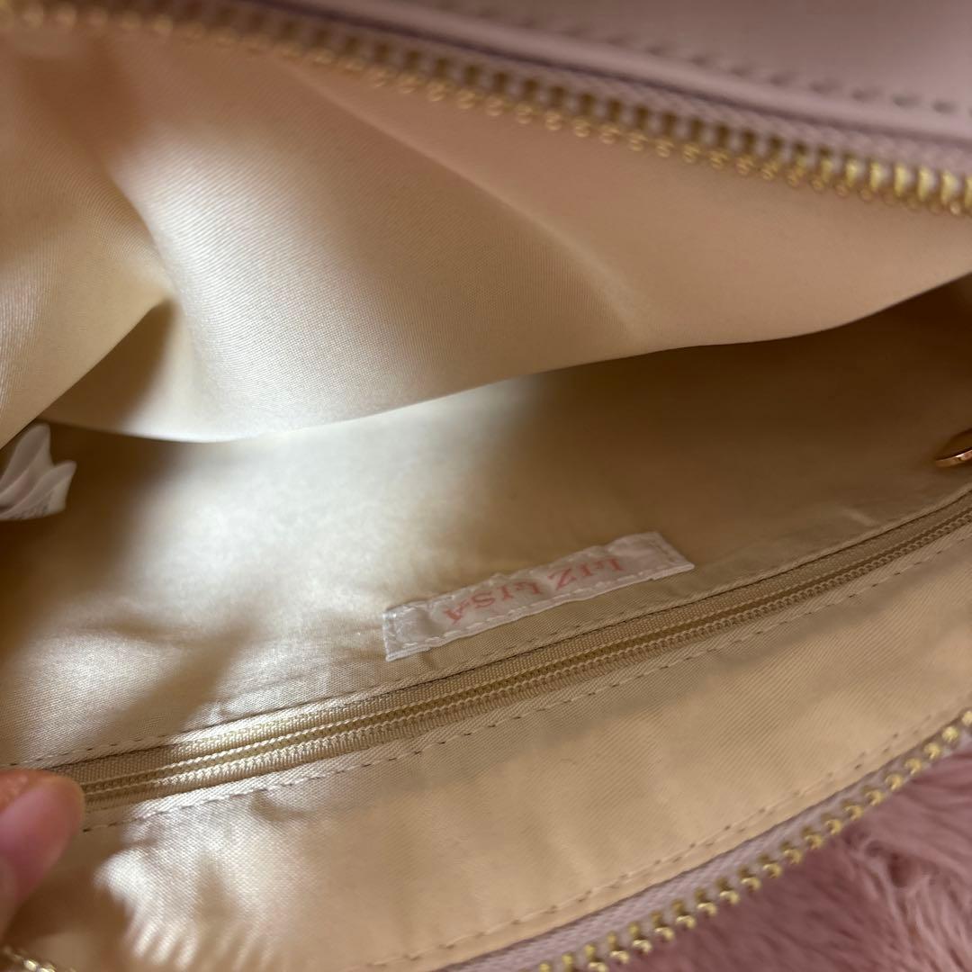 LIZLISA キルティングリボンチャームポシェット ピンク