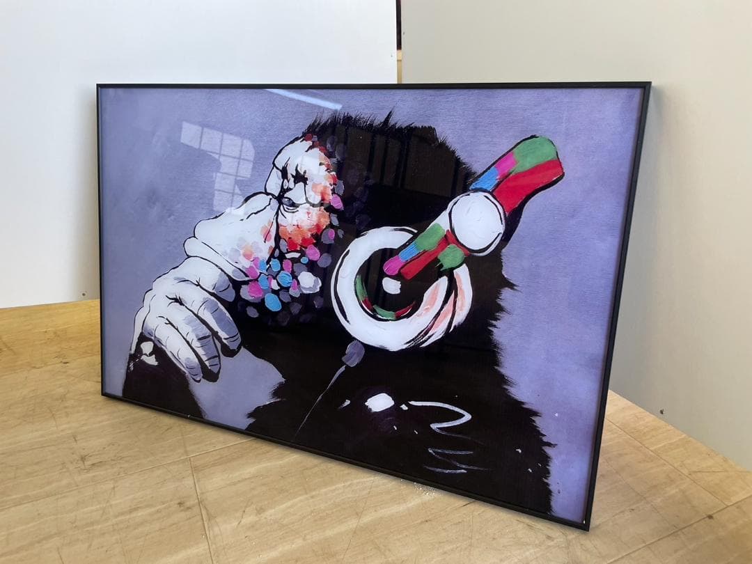 バンクシー　アートパネル　ガラス絵　絵画　絵　壁掛け　ポスター　チンパンジー