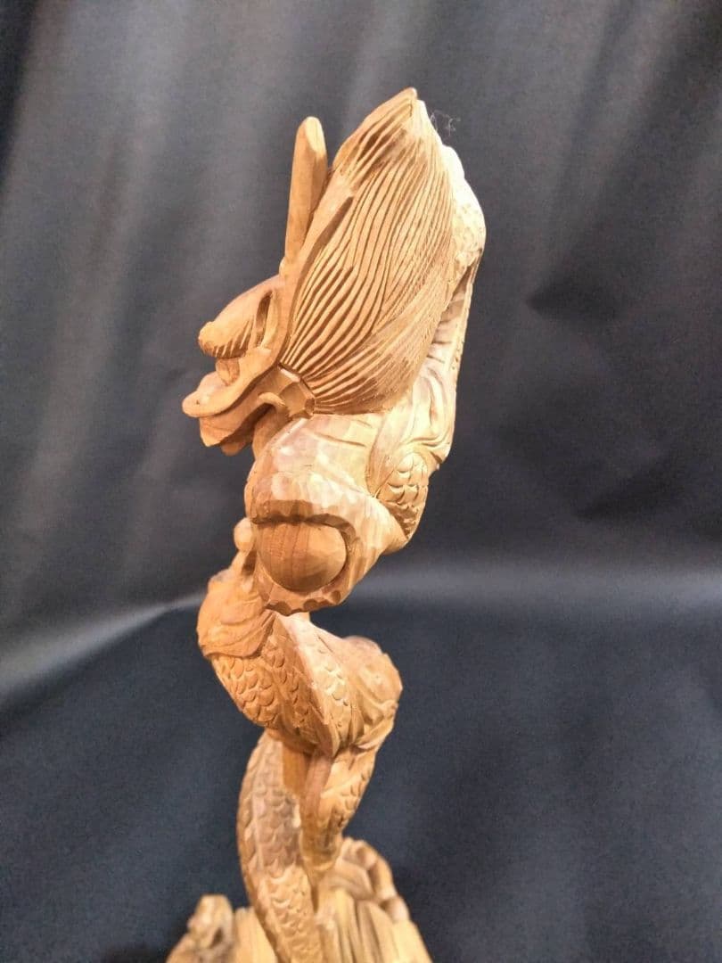 龍神、手彫り　剣龍　倶利伽羅不動尊像